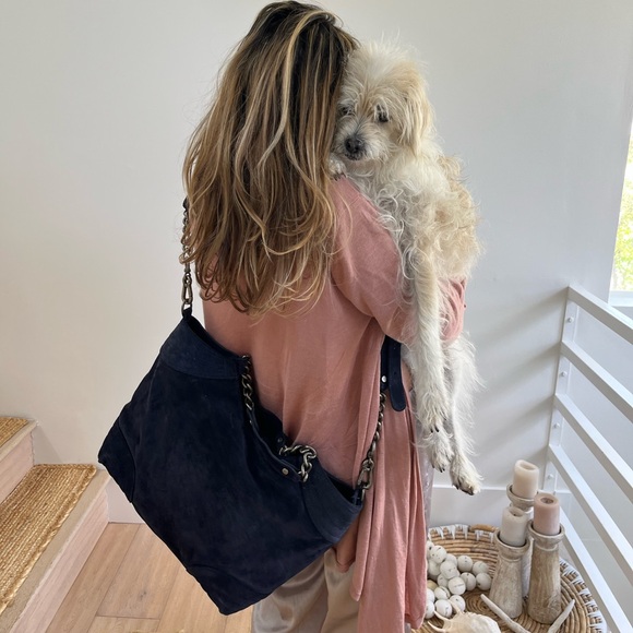 Free People NWTBBlue Suede Shopper Tote Crossbody Bag Elevate Day to Evening 🌈 - Picture 6 of 14